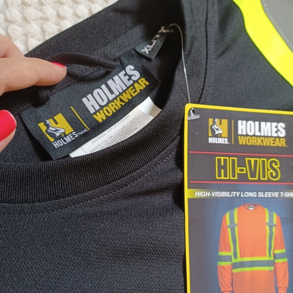 NWT Holmes Workwear Hi-Vis Long sleeve tshirt men's XL Black reflective - Picture 4 of 11